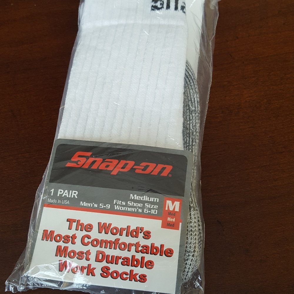 Snap-On Crew Socks. Size Men 5-9/Women 6-10